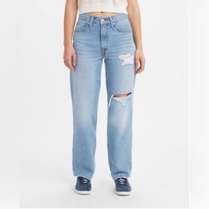 Levi's Light Wash Straight Leg Jeans with Knee Rips